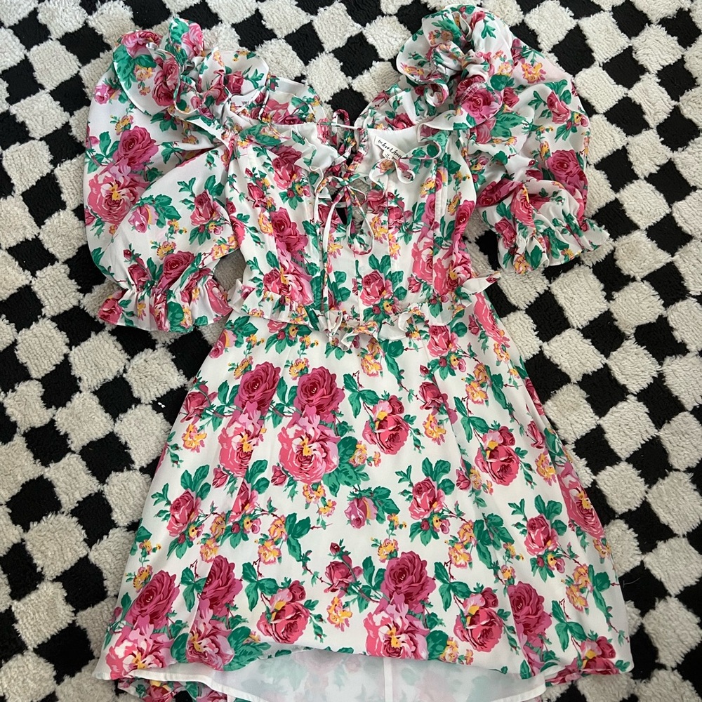For Love And Lemons Floral Dress with Pink and Green